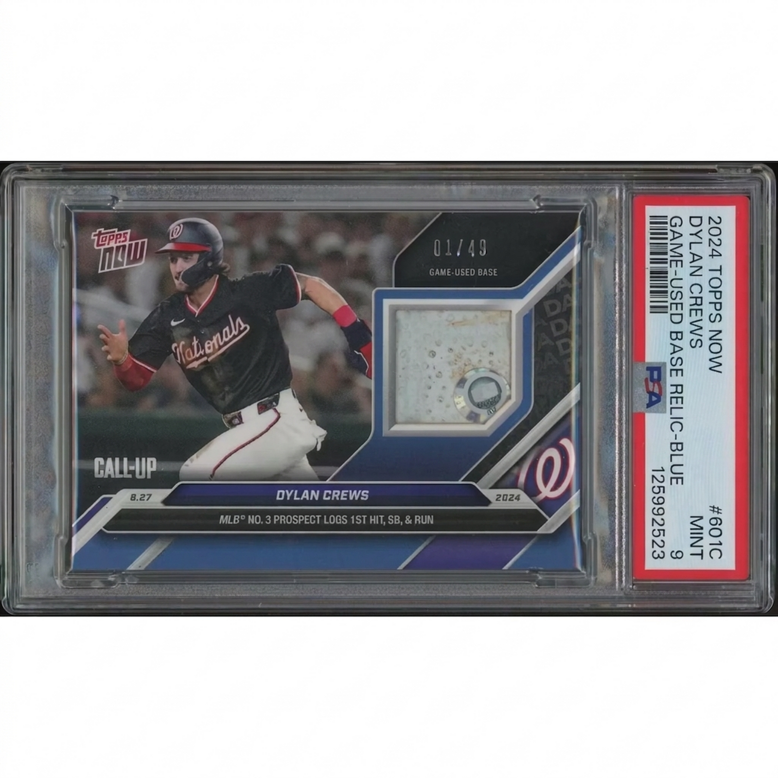 Dylan Crews 2024 Topps Now #601C Rookie Card | PSA 9 Game-Used Relic
