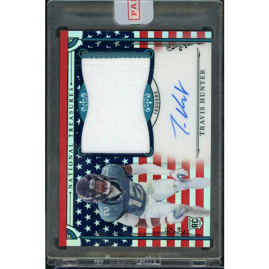Travis Hunter Signed 2025 Panini National Treasures Stars & Stripes RPA Card | Limited/13