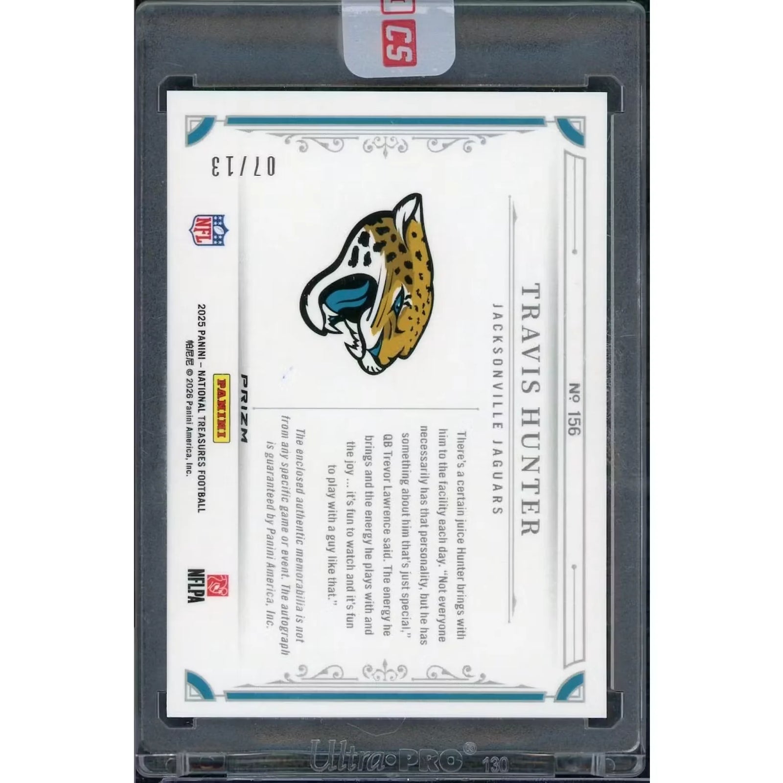 Travis Hunter Signed 2025 Panini National Treasures Stars & Stripes RPA Card | Limited/13