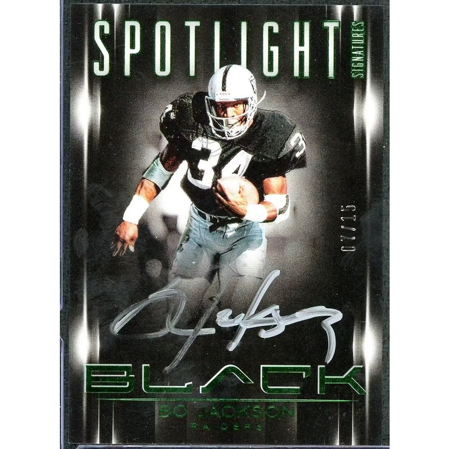 Bo Jackson Signed 2025 Panini Black Card | Spotlight Signatures Green/15