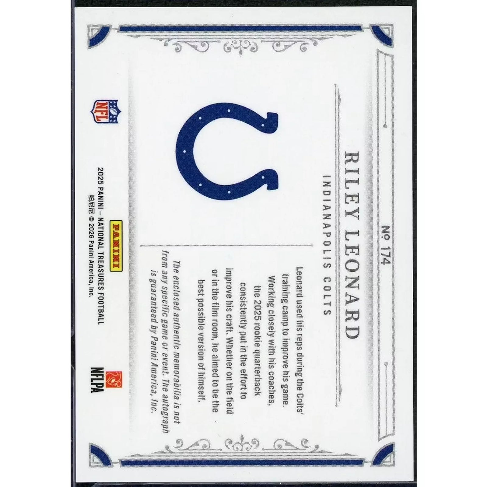 Riley Leonard Signed Rookie Patch Auto | 2025 Panini National Treasures Gold/10
