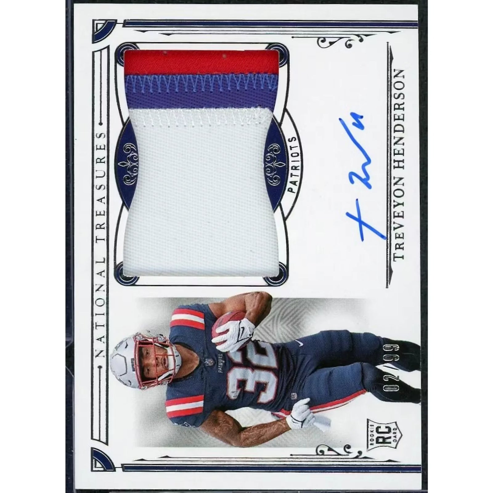 Treveyon Henderson Signed 2025 Panini National Treasures Rookie Patch Auto |/99