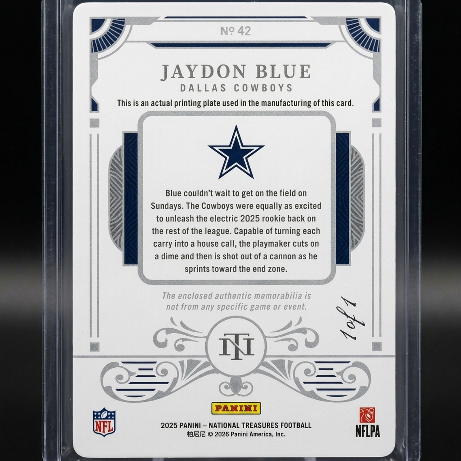 Jaydon Blue 2025 Panini National Treasures Printing Plate | 1/1 Dual Patch