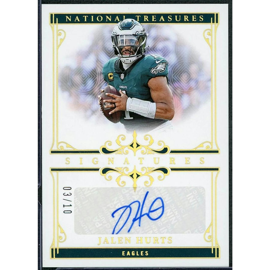 Jalen Hurts Signed 2025 Panini National Treasures Card | Auto/10