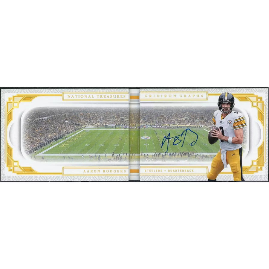 Aaron Rodgers Signed 2025 Panini National Treasures | Gridiron Graphs Booklet/10