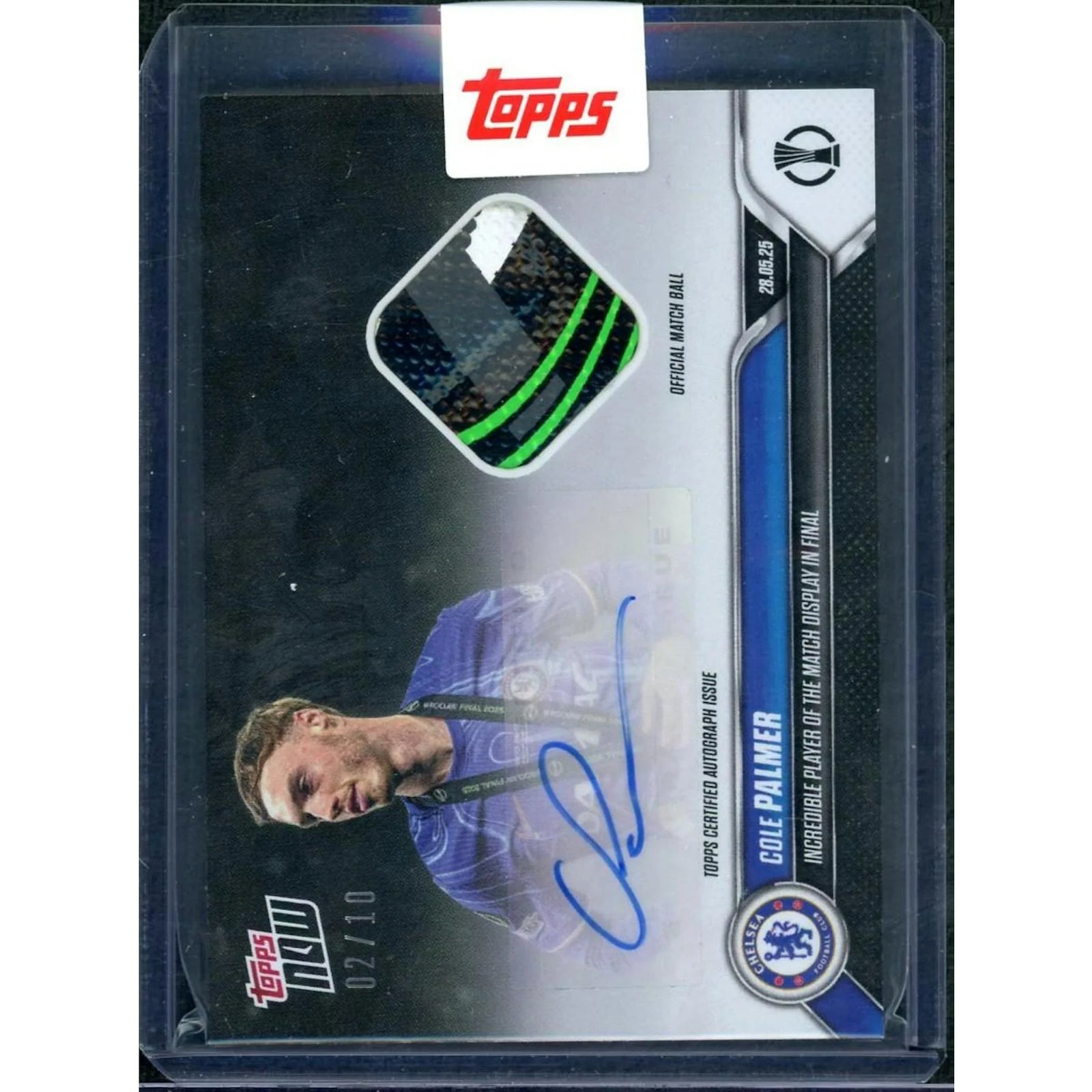 Cole Palmer Signed 2025 Topps Now Match Ball Auto | Black/10