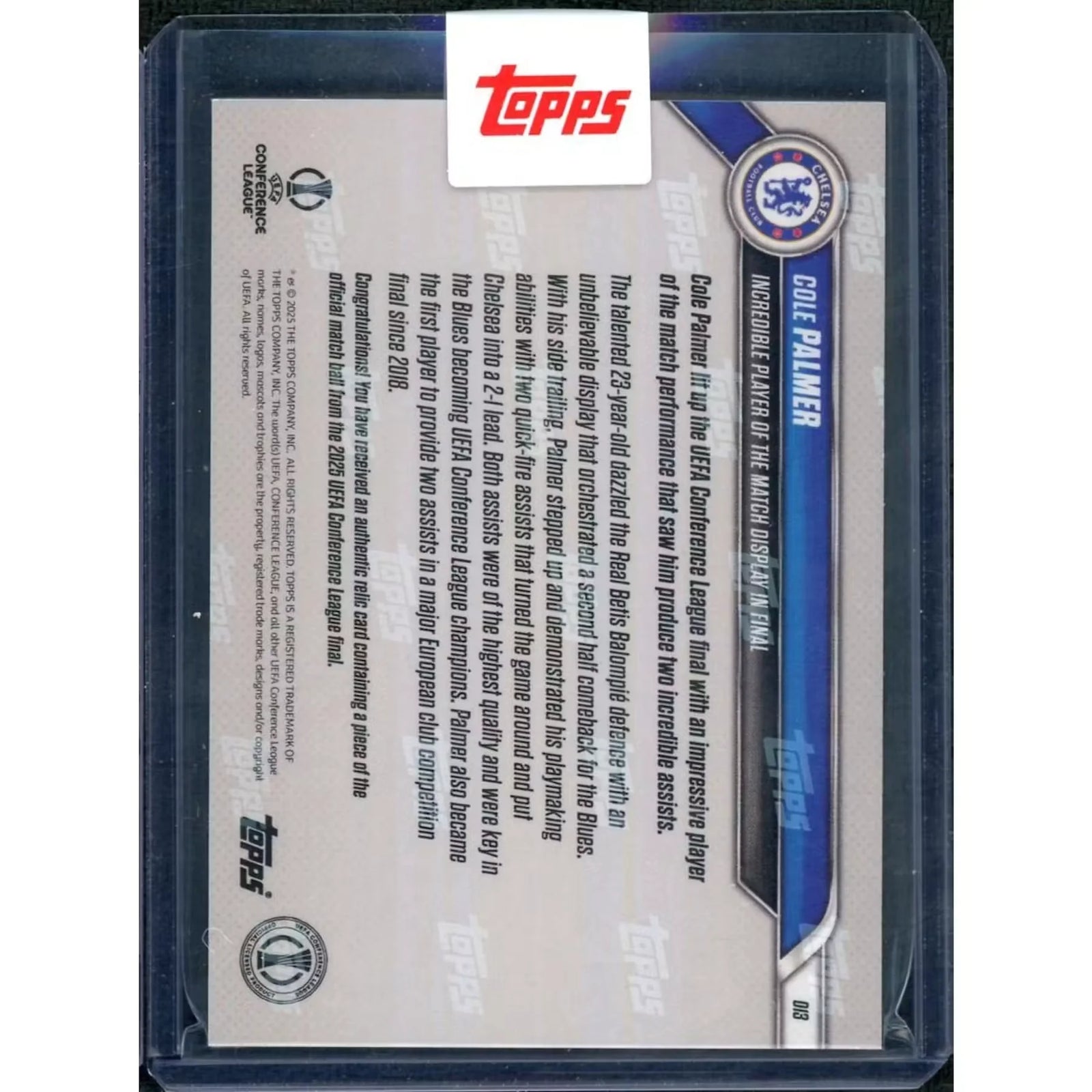 Cole Palmer Signed 2025 Topps Now Match Ball Auto | Black/10