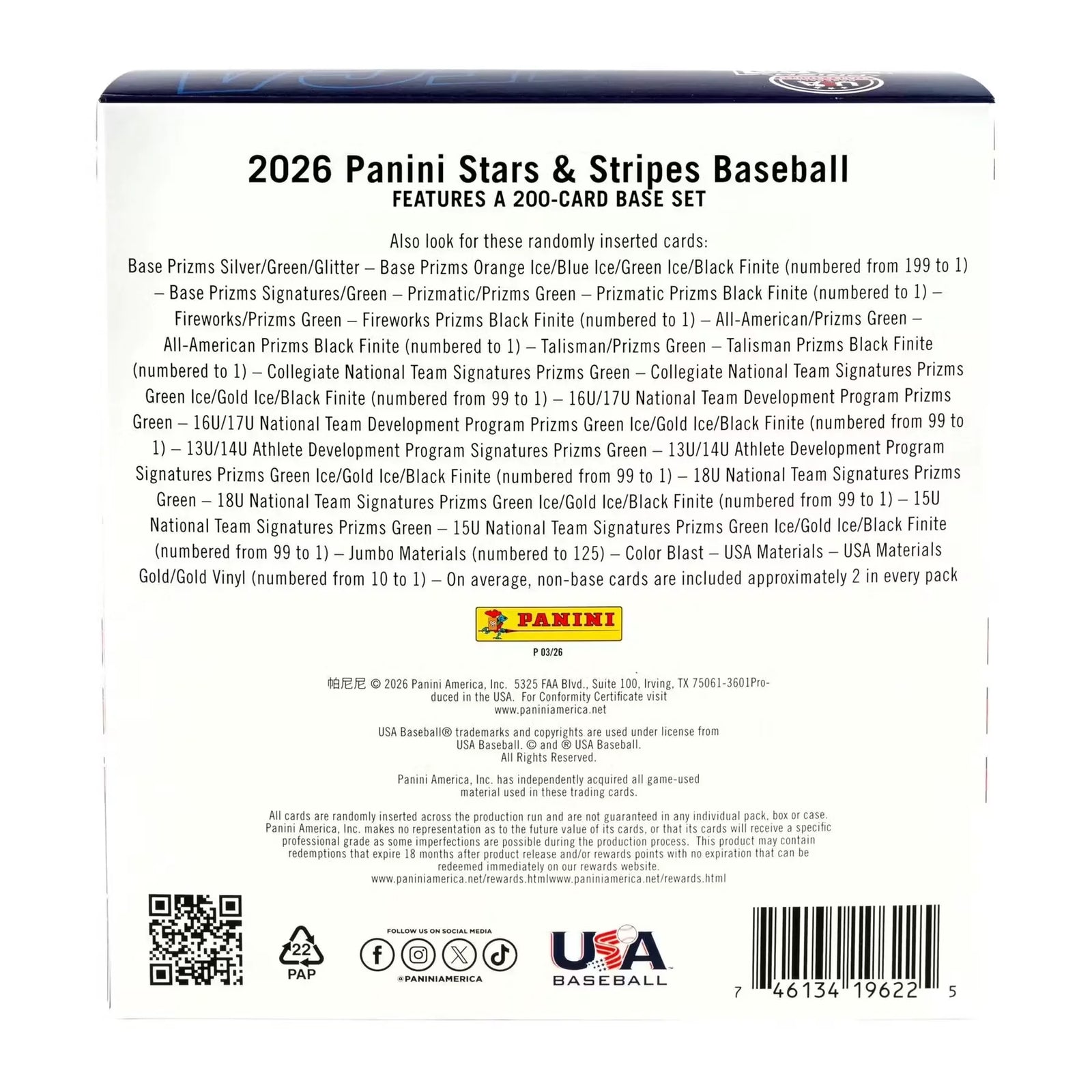 DRAFT - 2026 Panini USA Stars & Stripes Prizm Baseball Mega Box