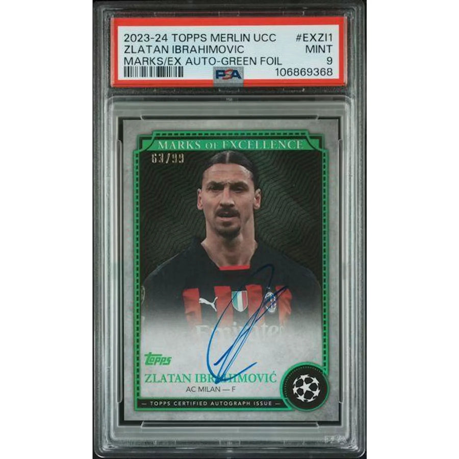 Zlatan Ibrahimovic Signed 2023-24 Topps Marks of Excellence Card | Green Foil Auto/99 PSA