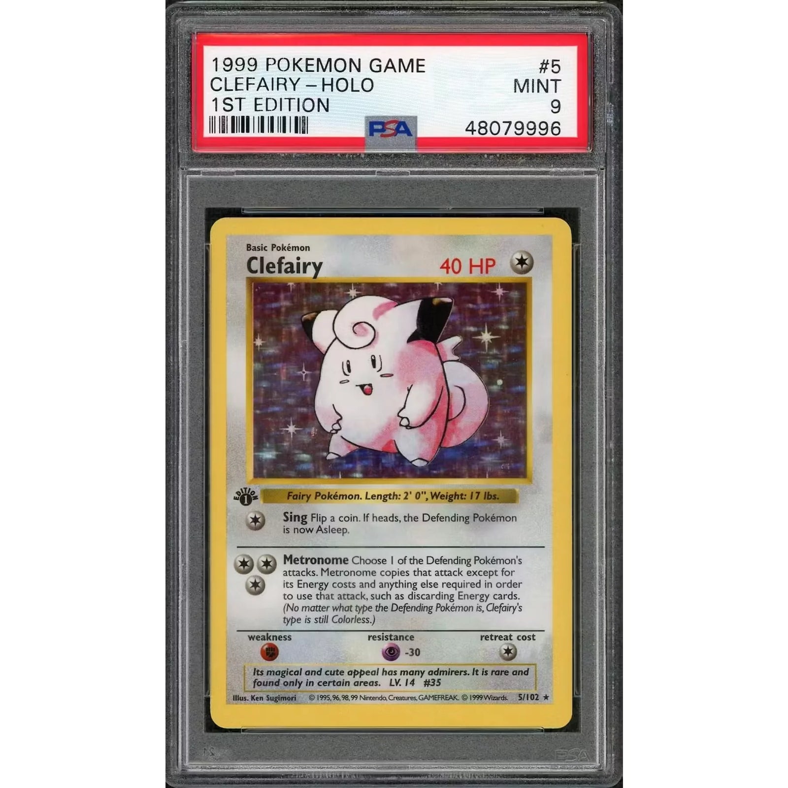 1999 Pokemon Clefairy Holo 1st Edition #5 | PSA 9