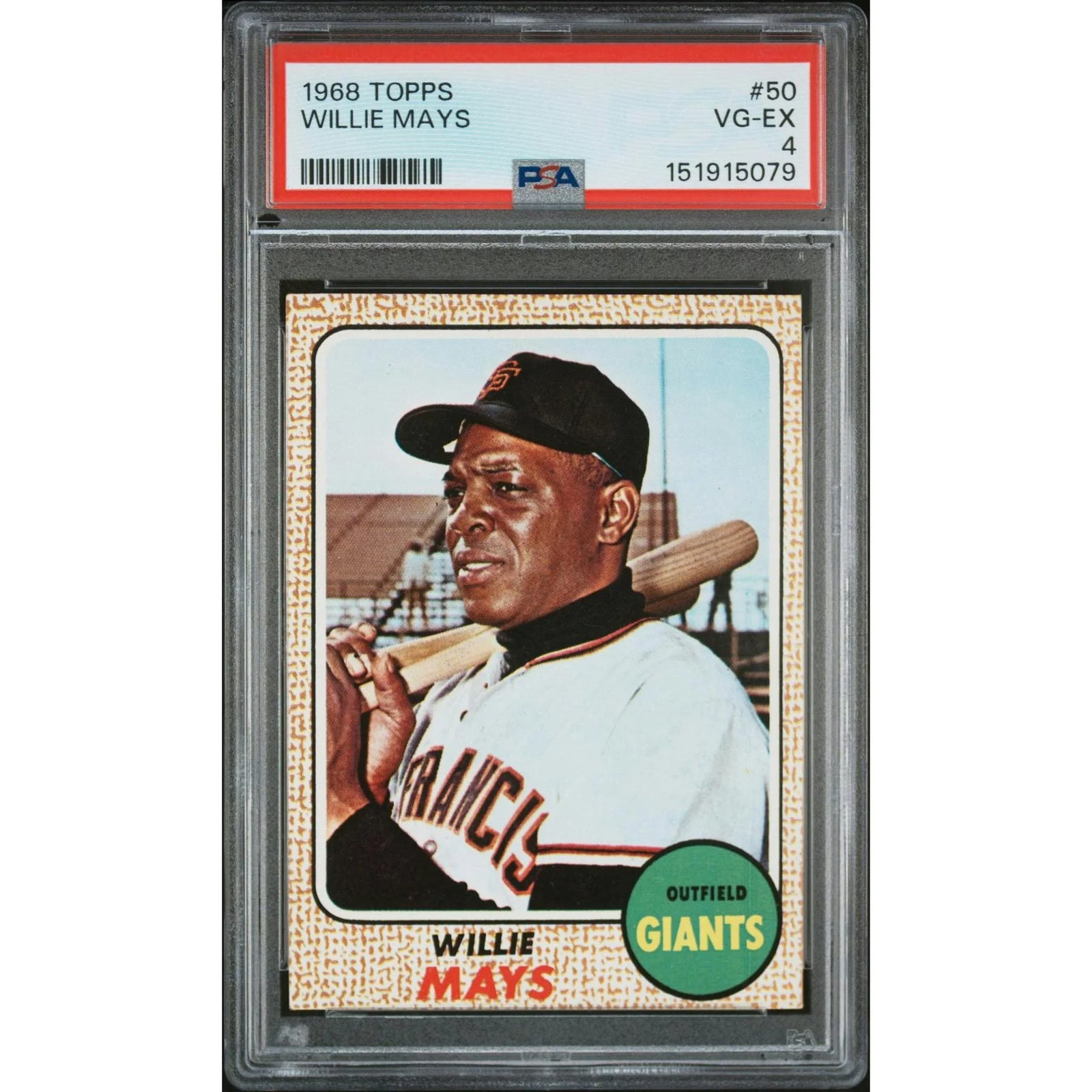 Willie Mays 1968 Topps Card #50 | PSA 4