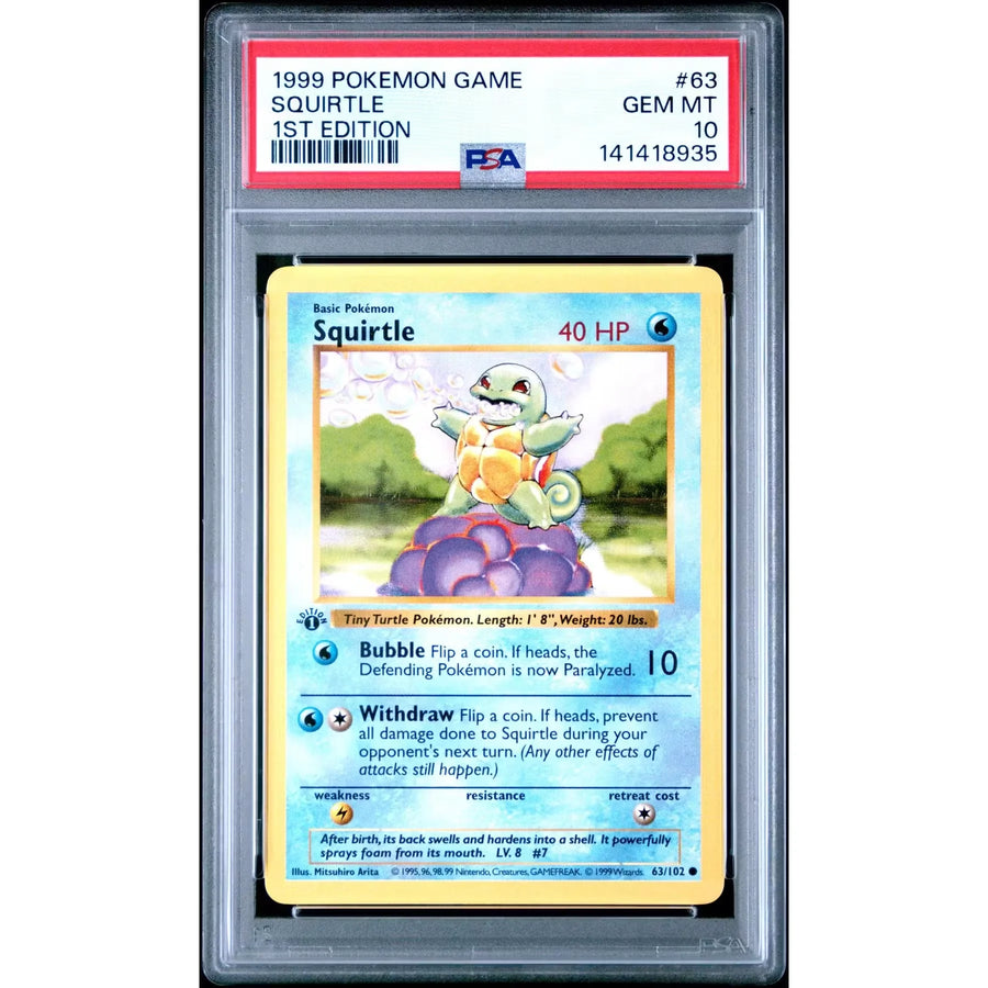 1999 Pokemon Base Set Shadowless 1st Edition Squirtle #63 | PSA 10