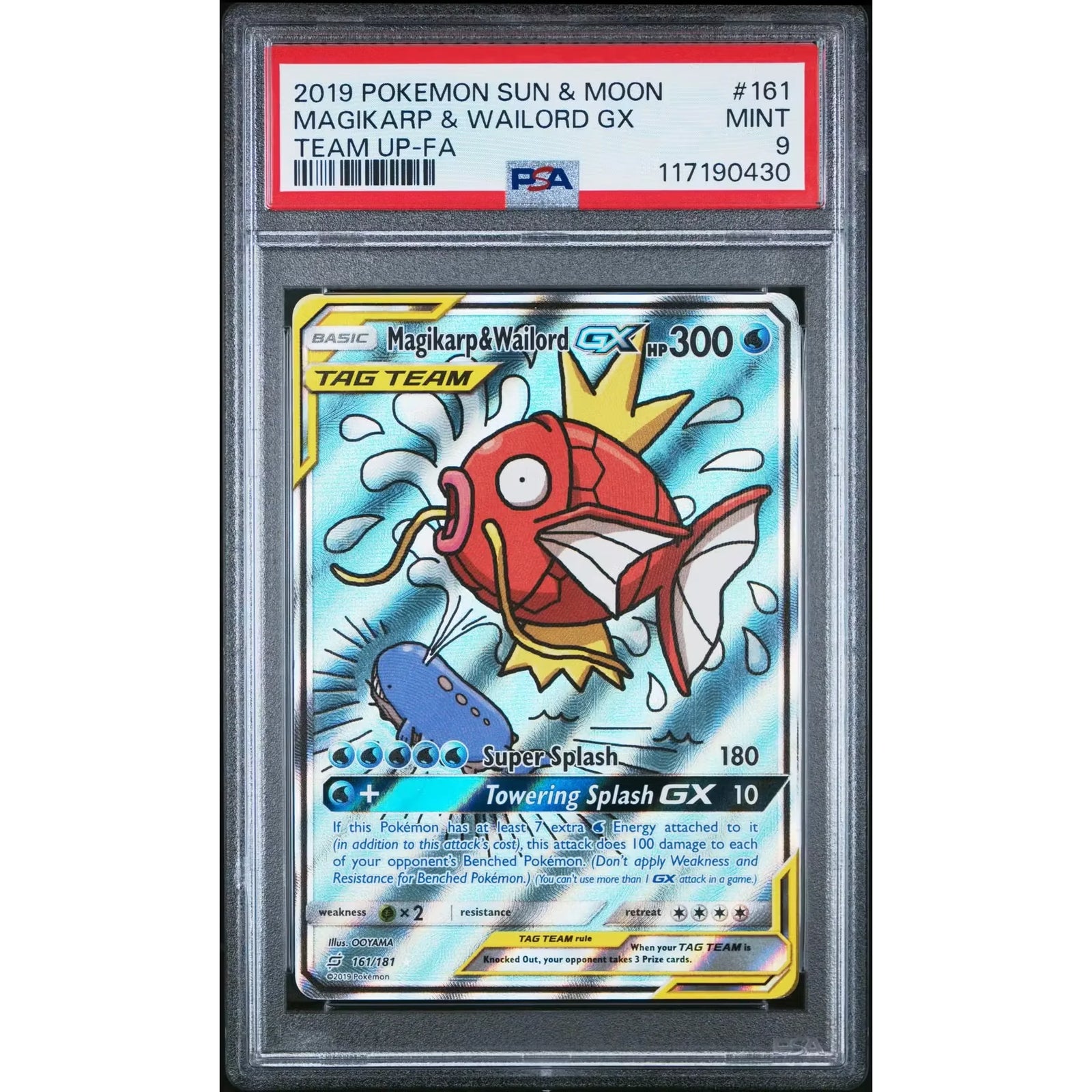 2019 Pokemon Team Up Magikarp and Wailord GX Tag Team #161 | PSA 9