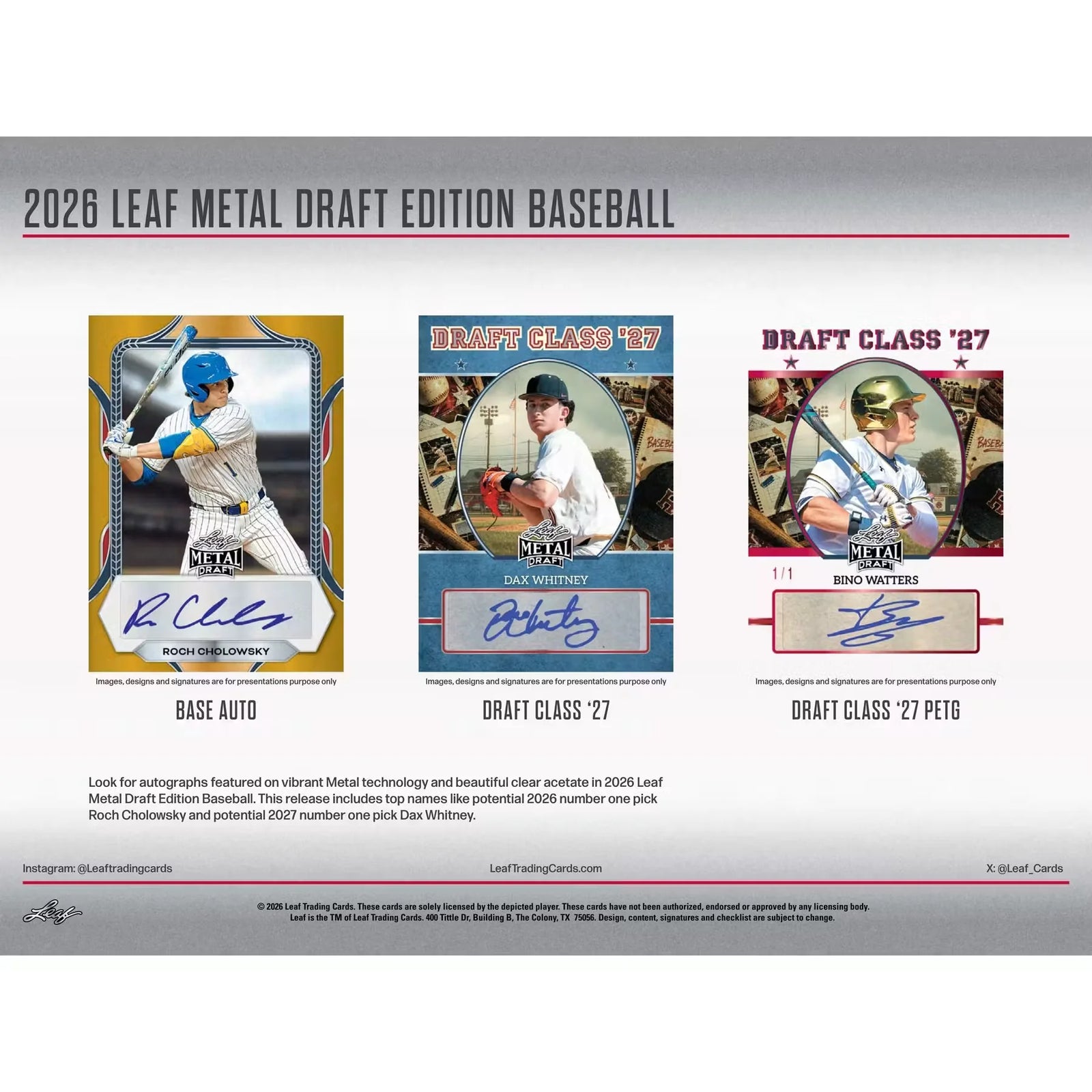 2026 Leaf Metal Draft Baseball Hobby Box | Presell (Ships Sealed Only)