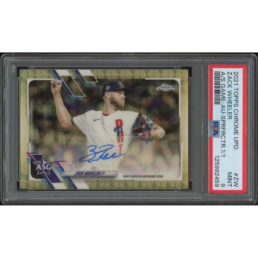 2021 Topps Chrome Update Baseball #ASGAZW Zack Wheeler '21 All Star Game Superfractor Auto #1/1 PSA 9 (MINT) Sonic 1 Card