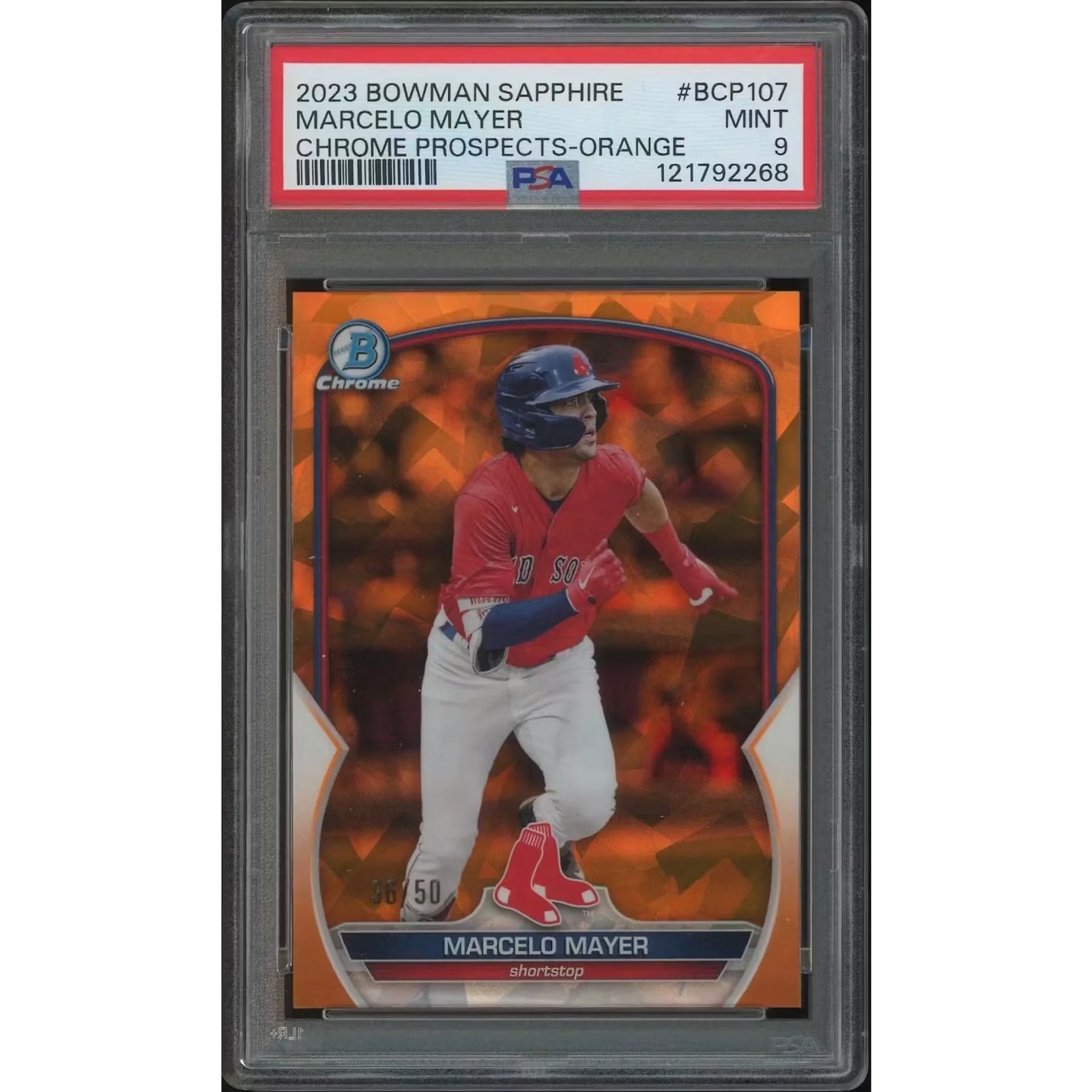 Marcelo Mayer 2023 Bowman Chrome Sapphire Orange Refractor Rookie #36 Card | PSA 9