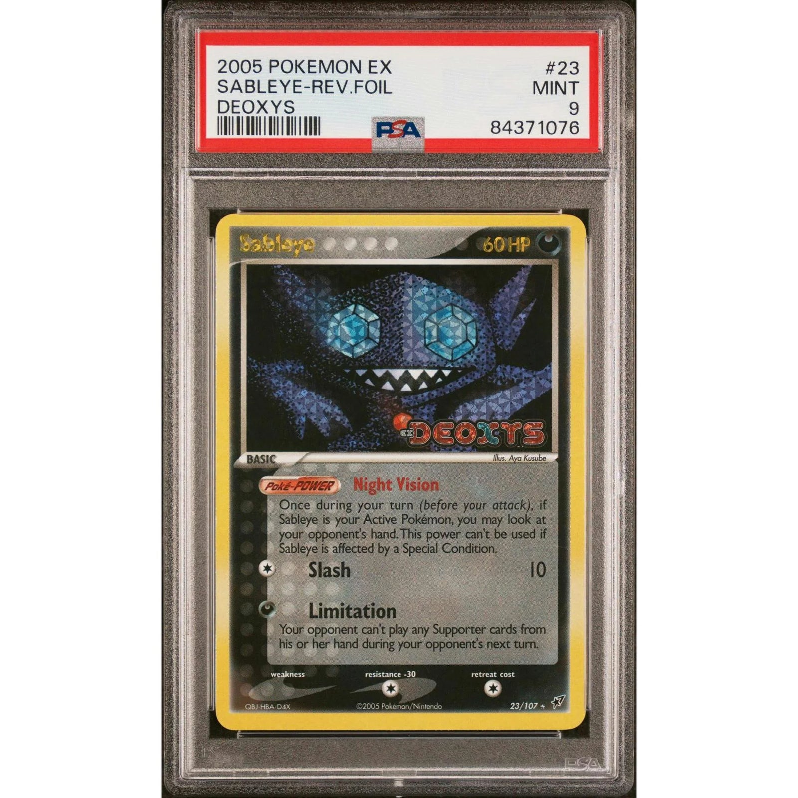 2005 Pokemon EX Deoxys Sableye Reverse Foil 23/107 | PSA 9