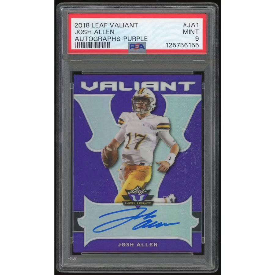Josh Allen 2018 Leaf Valiant Rookie Auto Purple | PSA 9