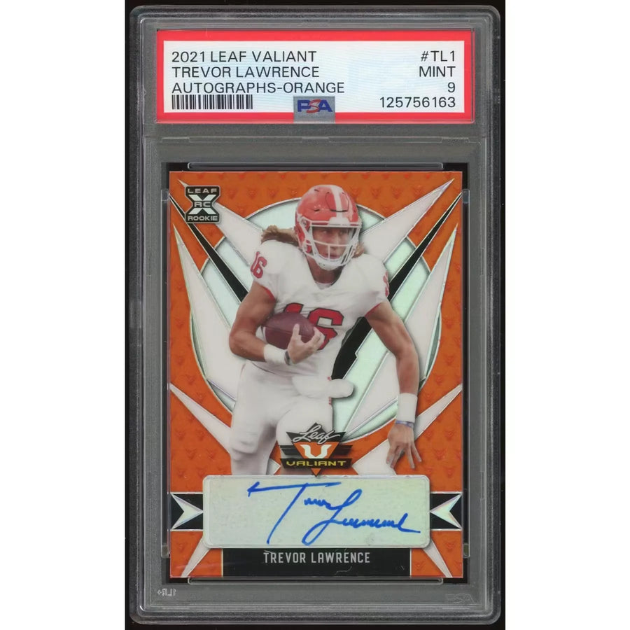 Trevor Lawrence Signed Rookie Card | 2021 Leaf Valiant Autographs PSA 9