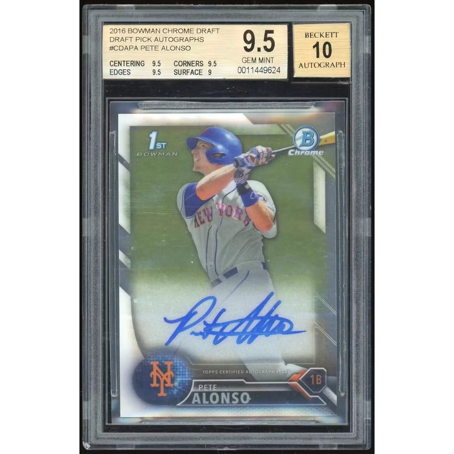 Pete Alonso Signed 2016 Bowman Chrome Draft Card | BGS 9.5 Auto 10