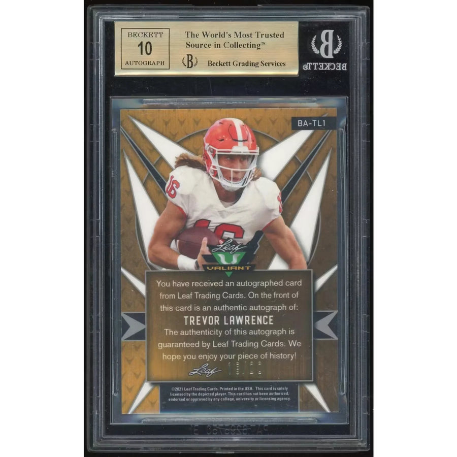 Trevor Lawrence 2021 Leaf Valiant Rookie Card | BGS 9.5 Platinum Blue #/20