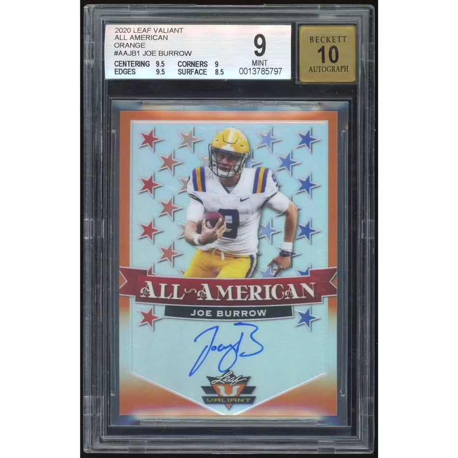 Joe Burrow 2020 Leaf Valiant All-American Rookie Auto | BGS 9 Orange #/50