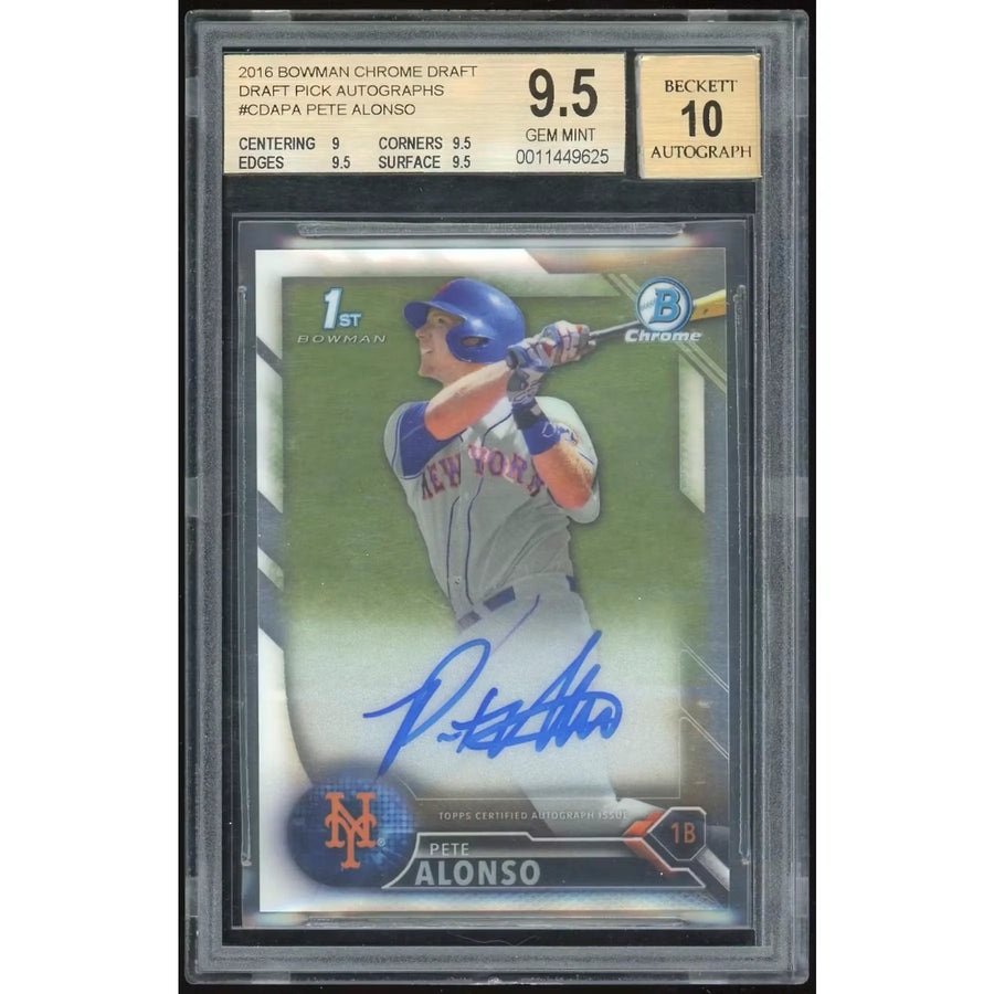 Pete Alonso Signed 2016 Bowman Chrome Draft Card | BGS 9.5 Auto 10