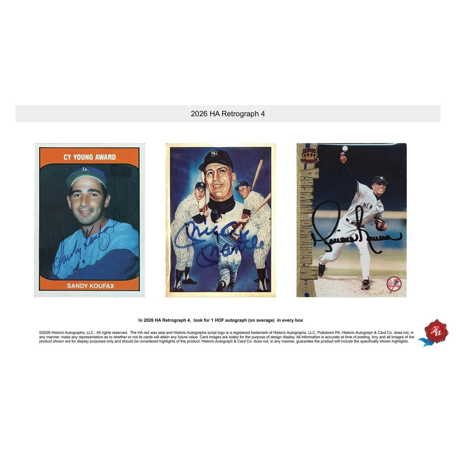 DRAFT - Presell 2026 Historic Autographs Retrograph 4 Baseball Hobby Box (Presell) Releases May. 21st, 2026