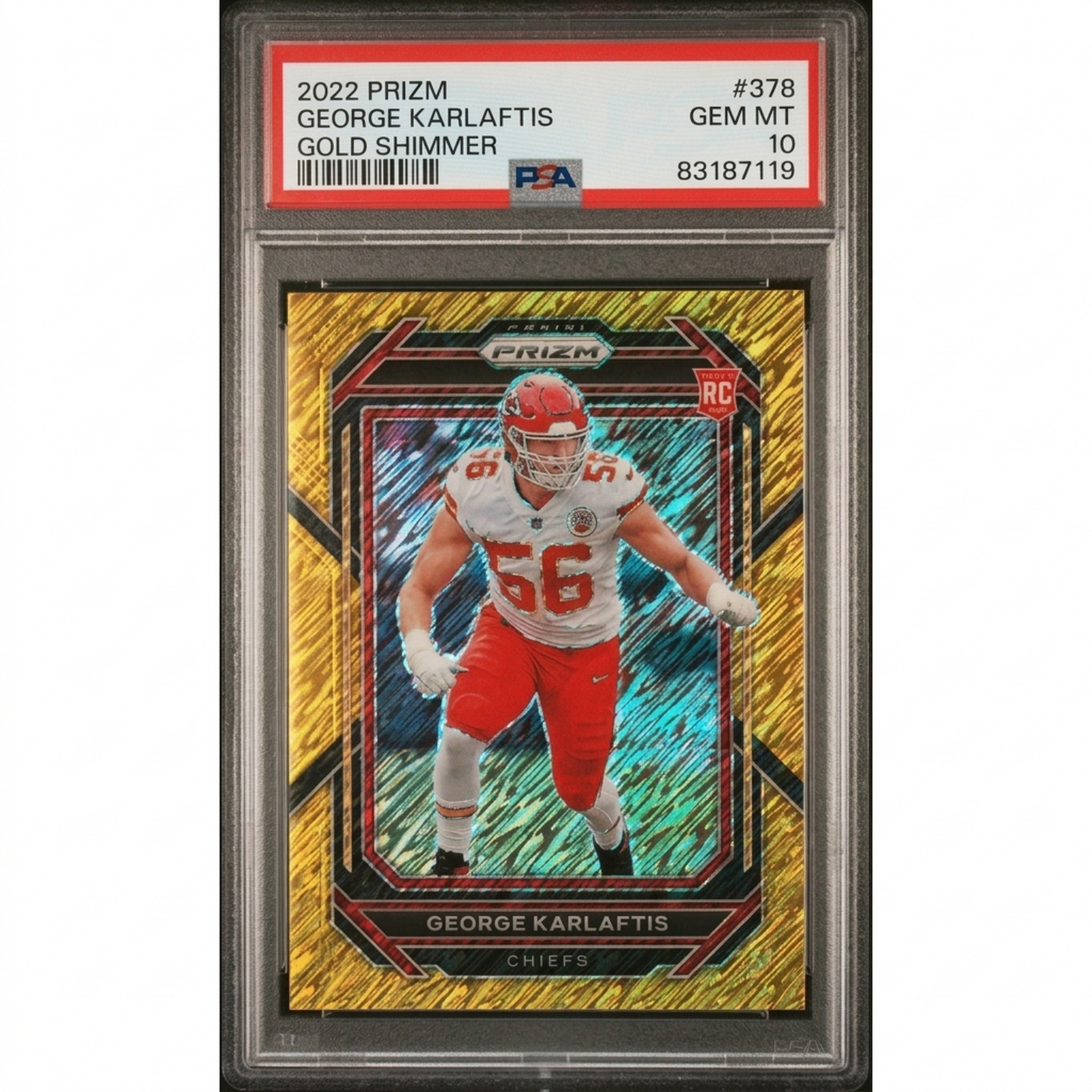 George Karlaftis 2022 Panini Prizm Gold Shimmer Rookie #378 | PSA 10