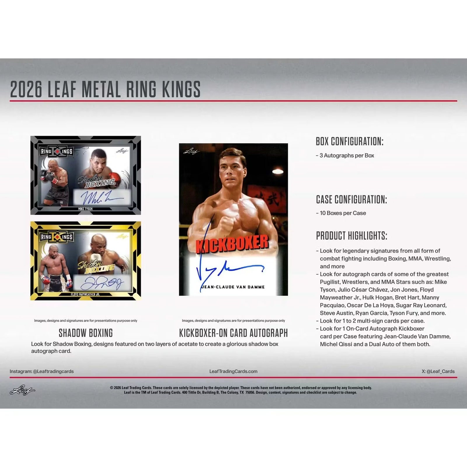 2026 Leaf Metal Ring Kings Boxing Hobby Box | Presell (Ships Sealed Only)