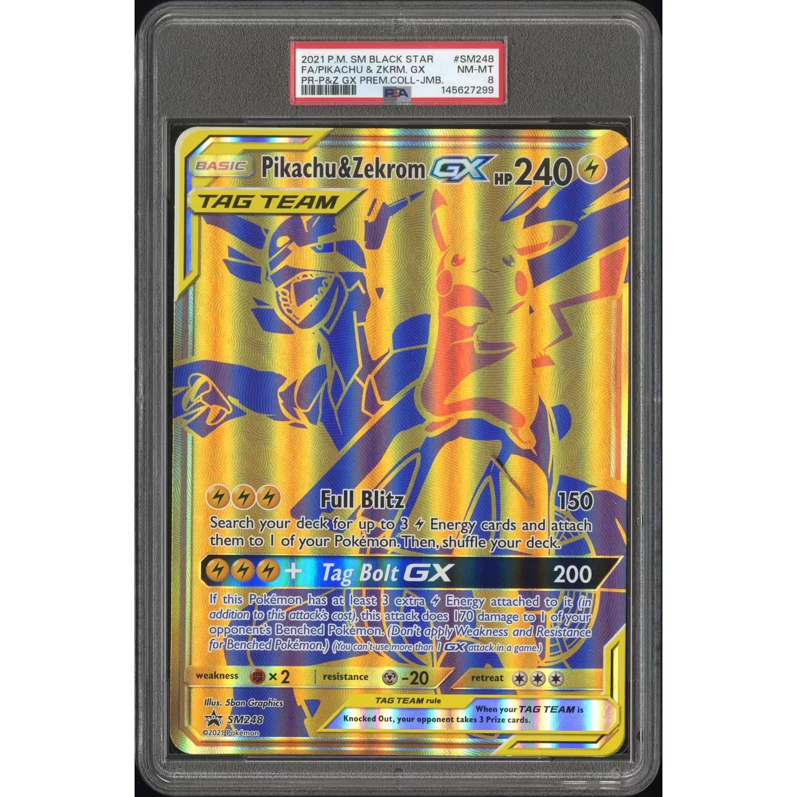 Pokemon Pikachu & Zekrom GX Jumbo Promo Card | PSA 8 Graded
