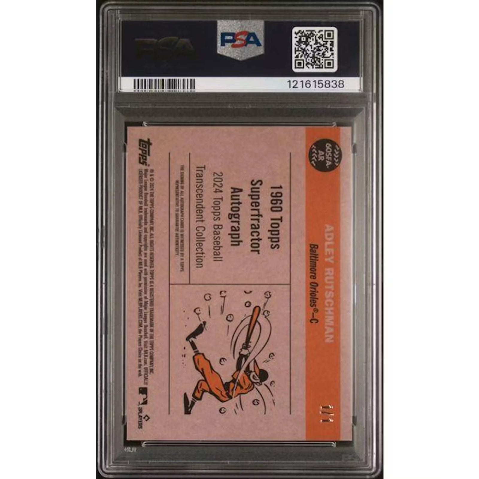 Adley Rutschman Signed 1960 Superfractor Card | 2024 Topps Transcendent 1/1