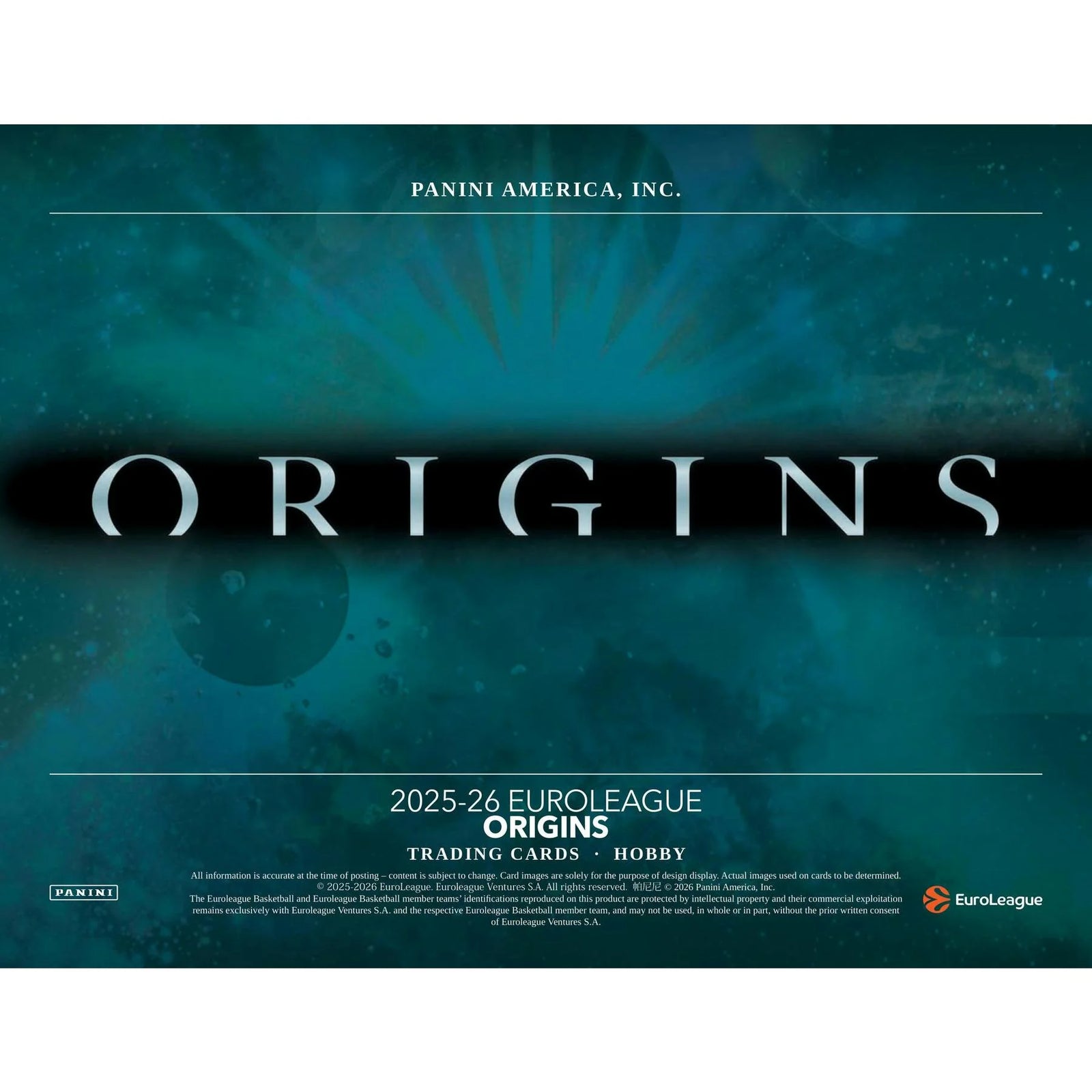 DRAFT - Presell 2025/26 Panini Origins EuroLeague Basketball Hobby Box (Presell) Releases Jun. 17th, 2026