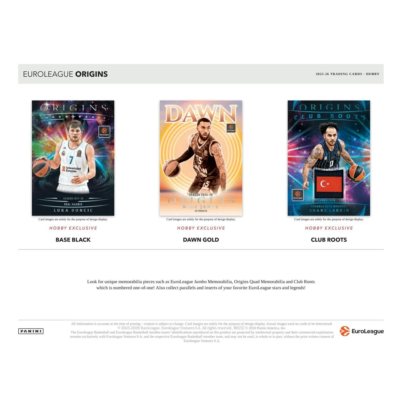 DRAFT - Presell 2025/26 Panini Origins EuroLeague Basketball Hobby 12-Box Case (Presell) Releases Jun. 17th, 2026