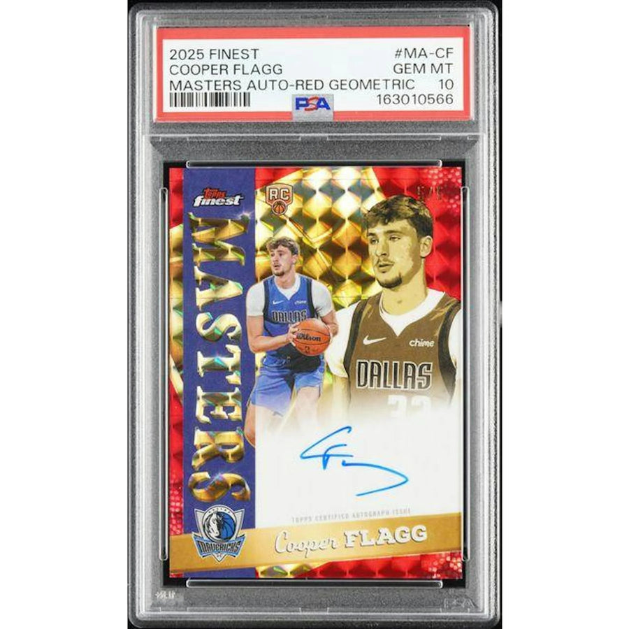 Cooper Flagg Signed 2025-26 Topps Finest Card | Masters Red Geometric Auto/5 PSA 10