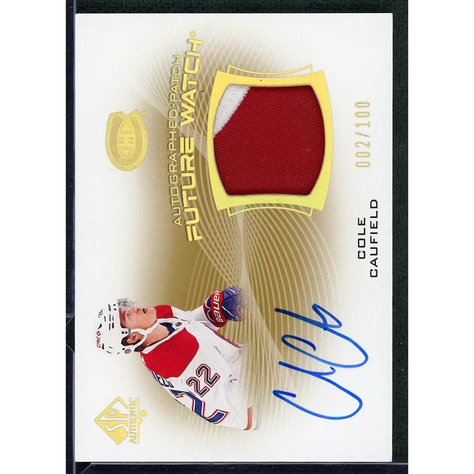 Cole Caufield Signed 2021-22 SP Authentic Future Watch Patch Card |/100