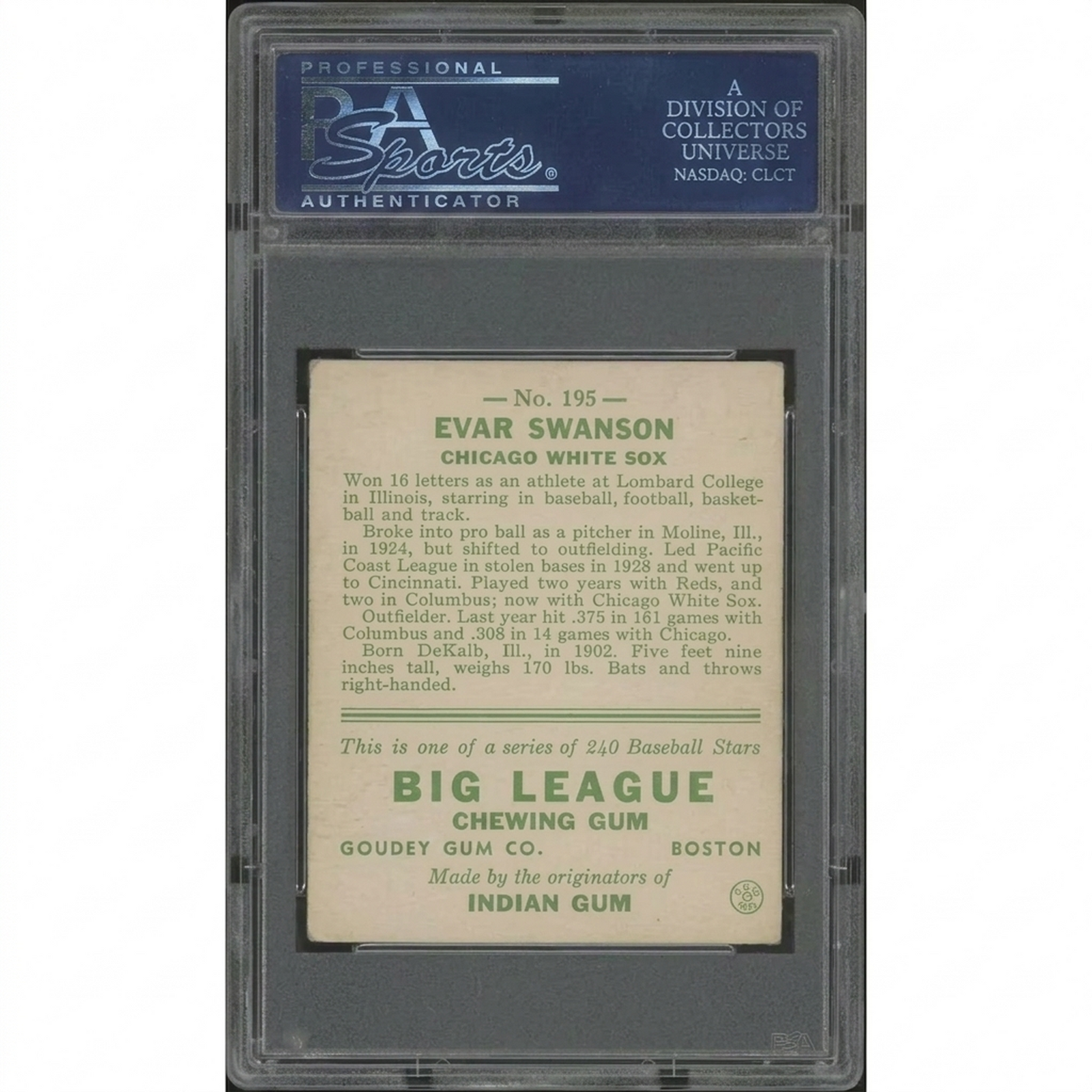 1933 Goudey Evar Swanson #195 Rookie Card | PSA 4 VG-EX