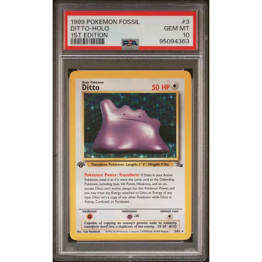 1999 Pokemon Fossil Ditto Holo 1st Edition #3 | PSA 10