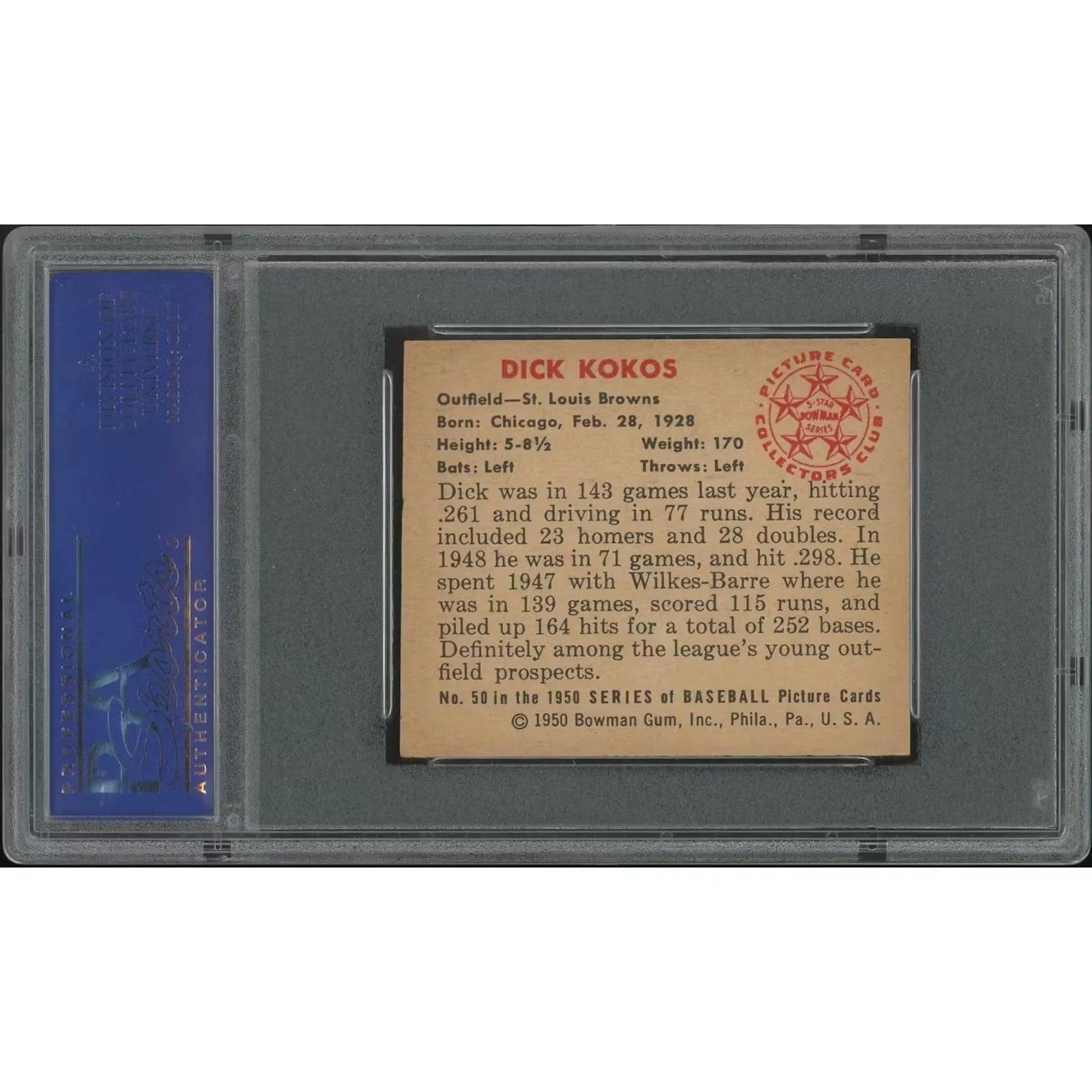 1950 Bowman Baseball #50 Dick Kokos | PSA 7 NM
