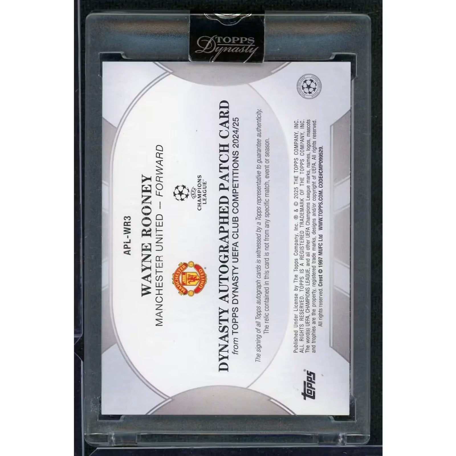 Wayne Rooney Signed Patch Card | 2024-25 Topps Dynasty UEFA/5