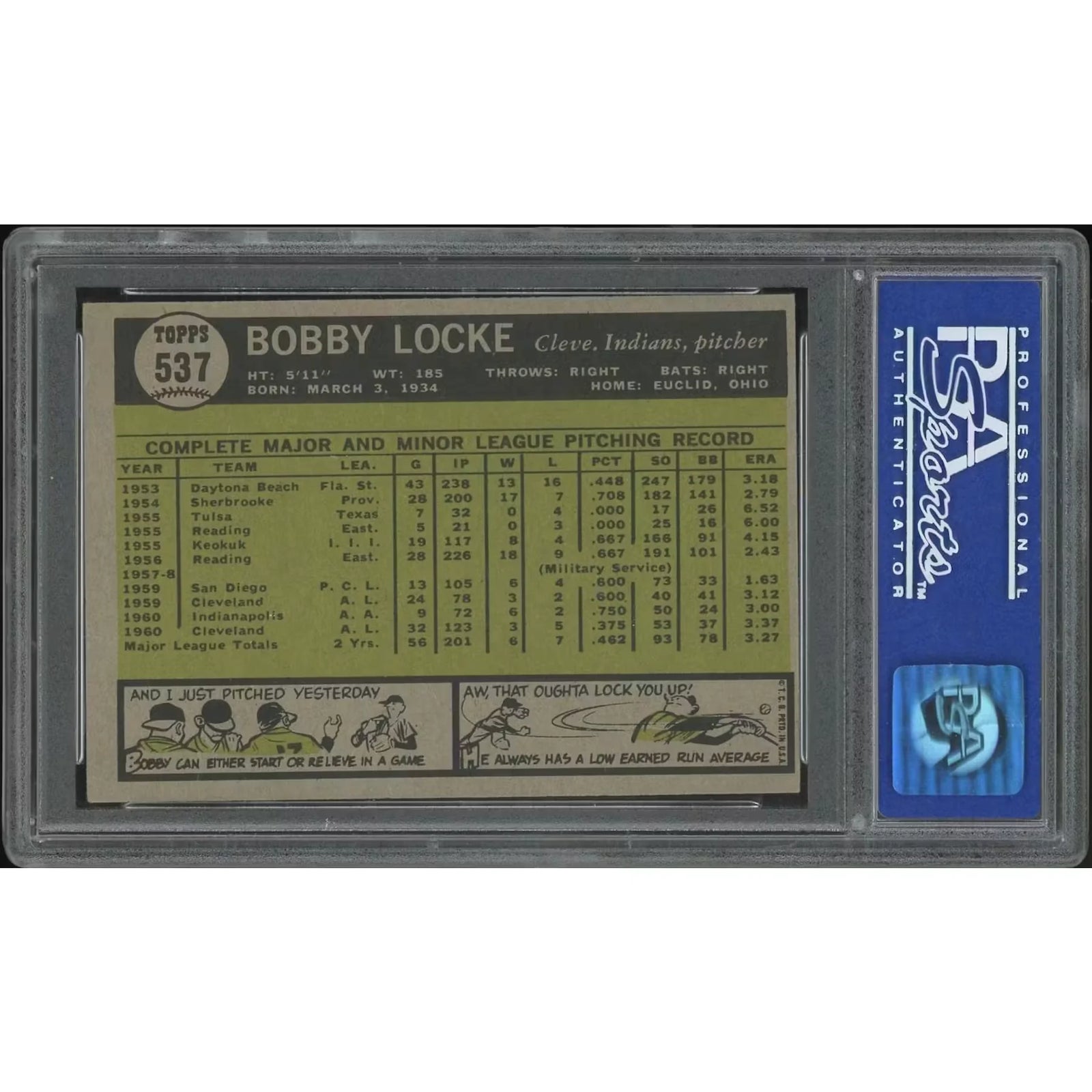 1961 Topps Baseball #537 Bobby Locke | PSA 7 NM