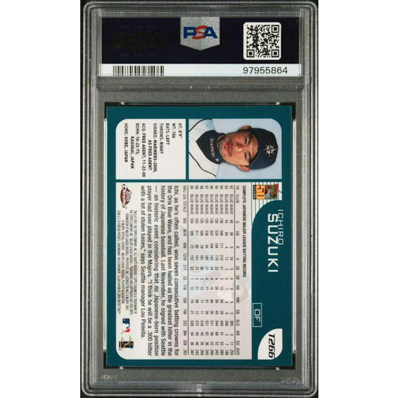 Ichiro Suzuki 2001 Topps Chrome Traded Rookie #T266 | PSA 9