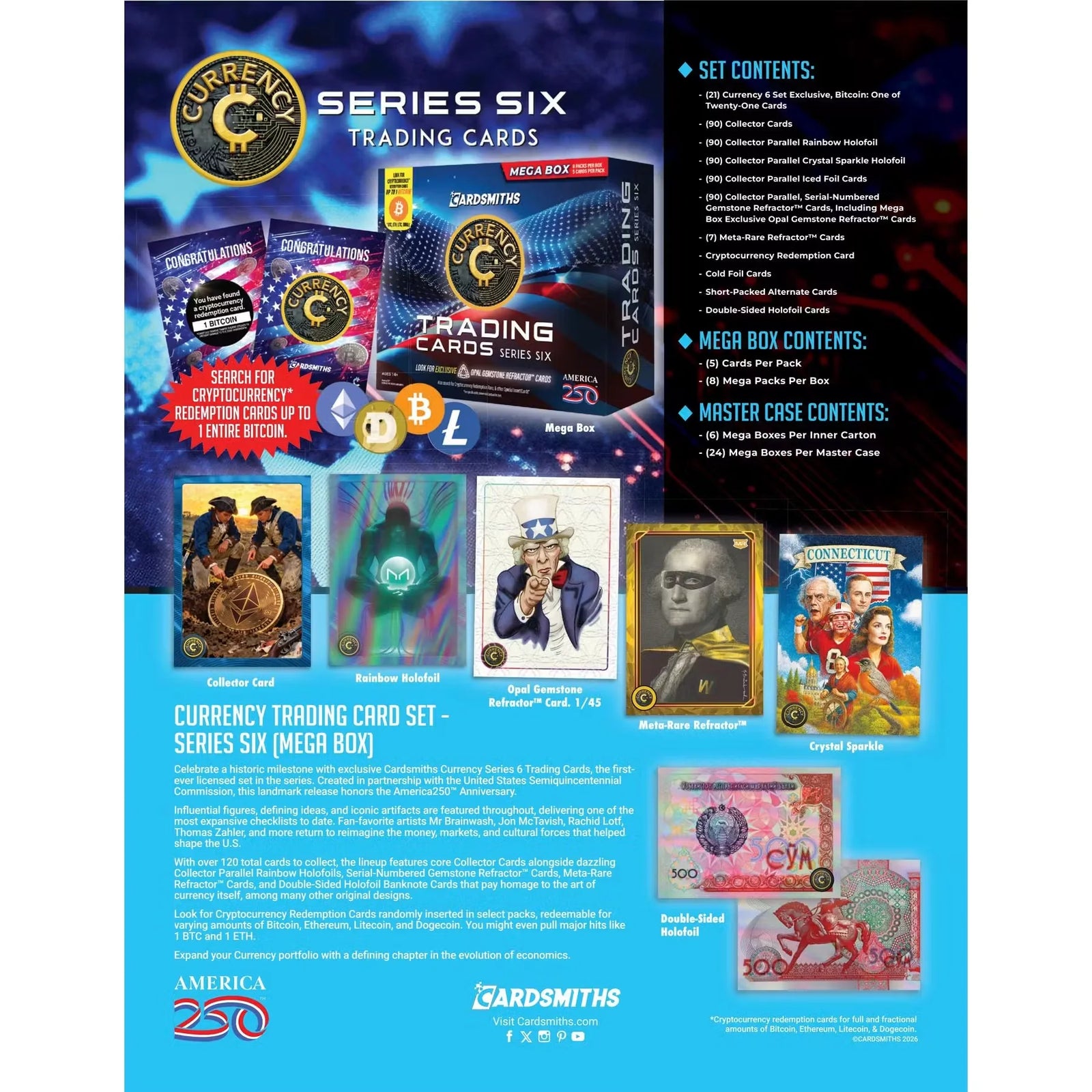 2026 Cardsmiths Currency Trading Cards Series 6 Mega 24 Box Case Presell