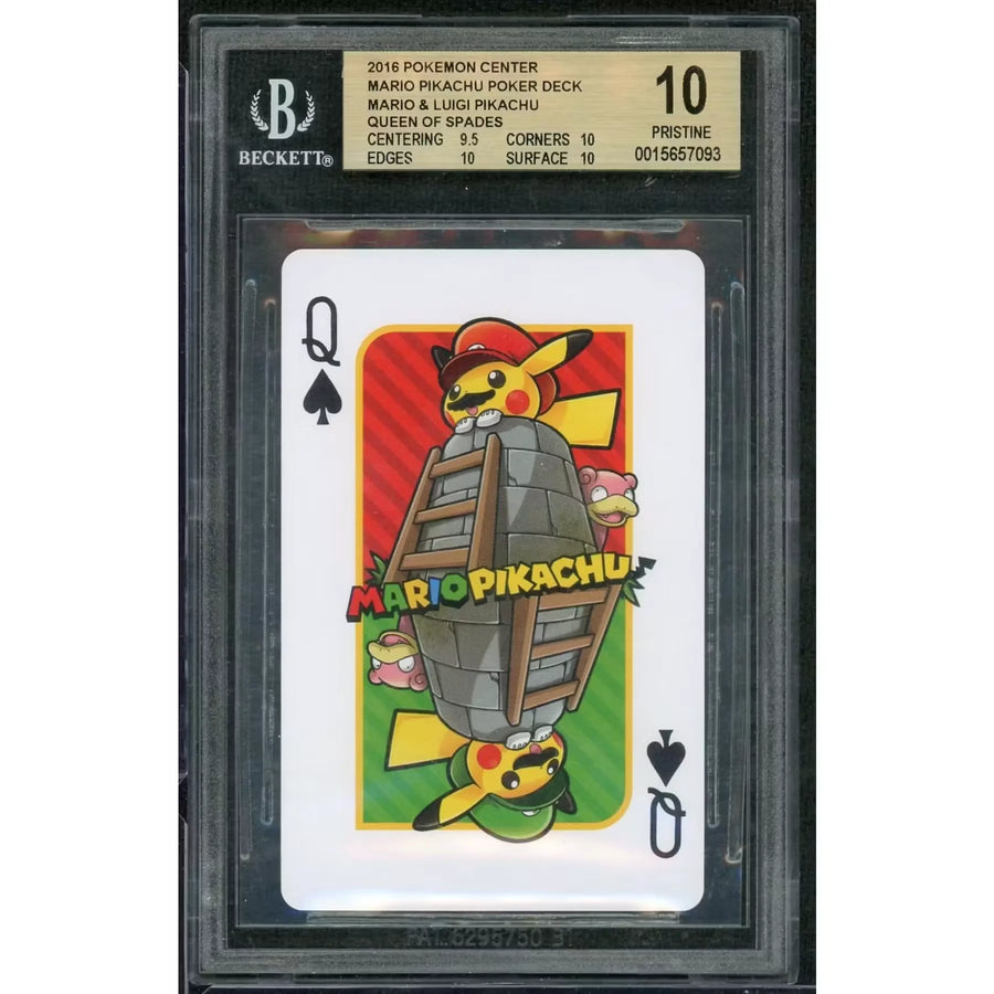 2016 Pokemon Center Mario & Luigi Pikachu Queen of Spades | BGS 10