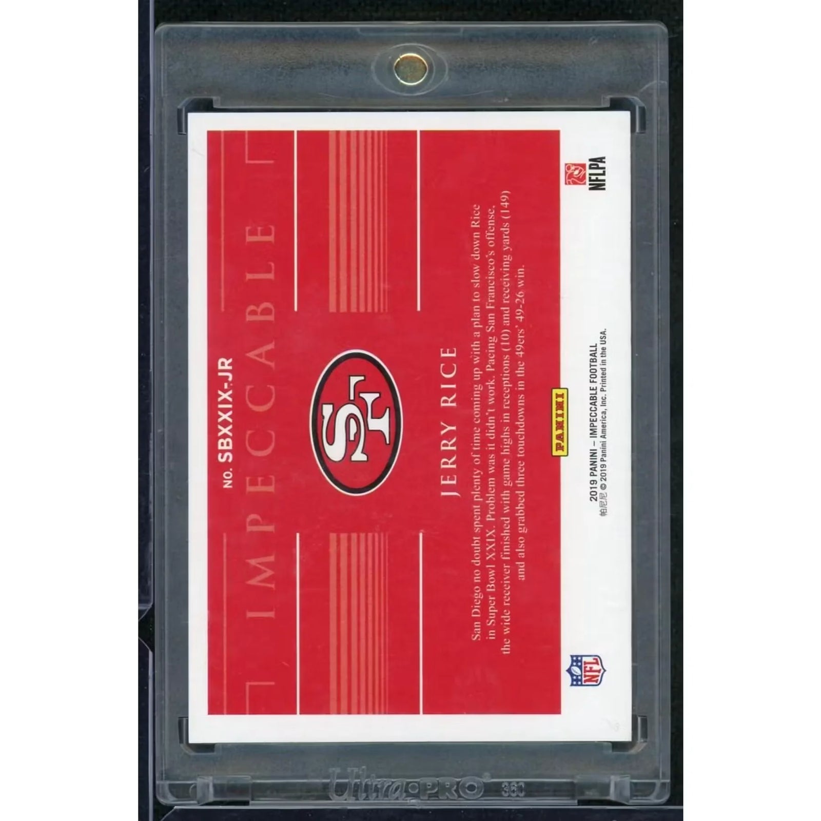 Jerry Rice Signed Super Bowl Silver Bar | 2019 Panini Impeccable