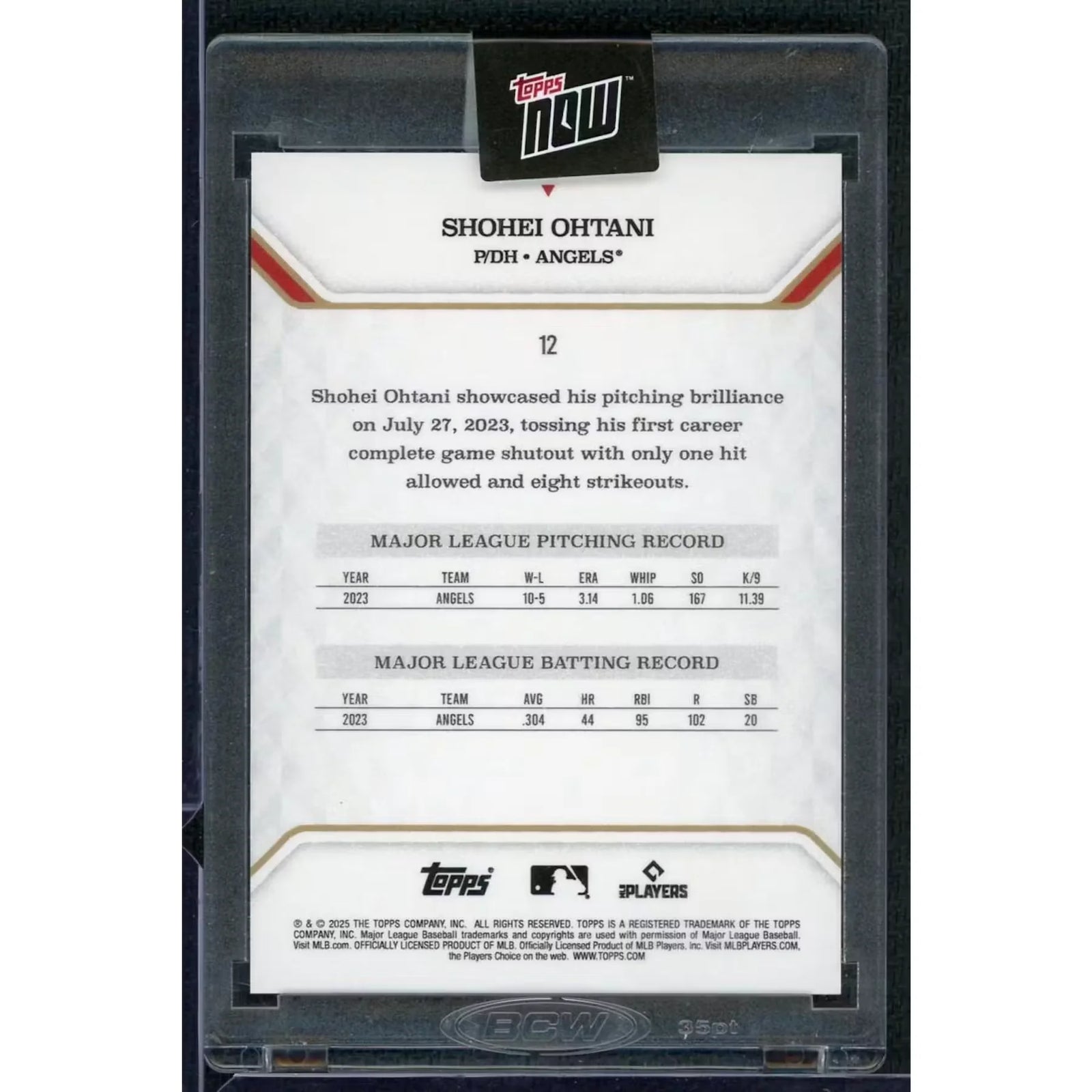 Shohei Ohtani 2023 2025 Topps Now AL MVP #12 Card |/99