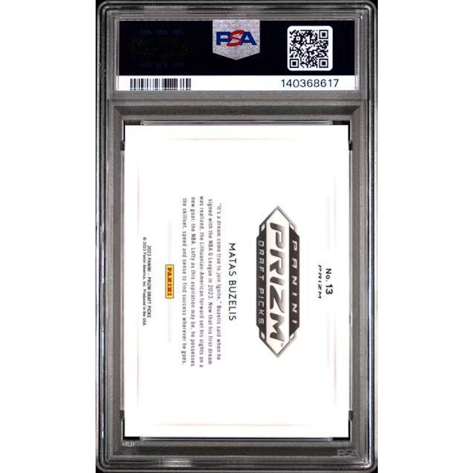 Matas Buzelis 2023 Panini Prizm Draft Picks Color Blast #13 | PSA 10