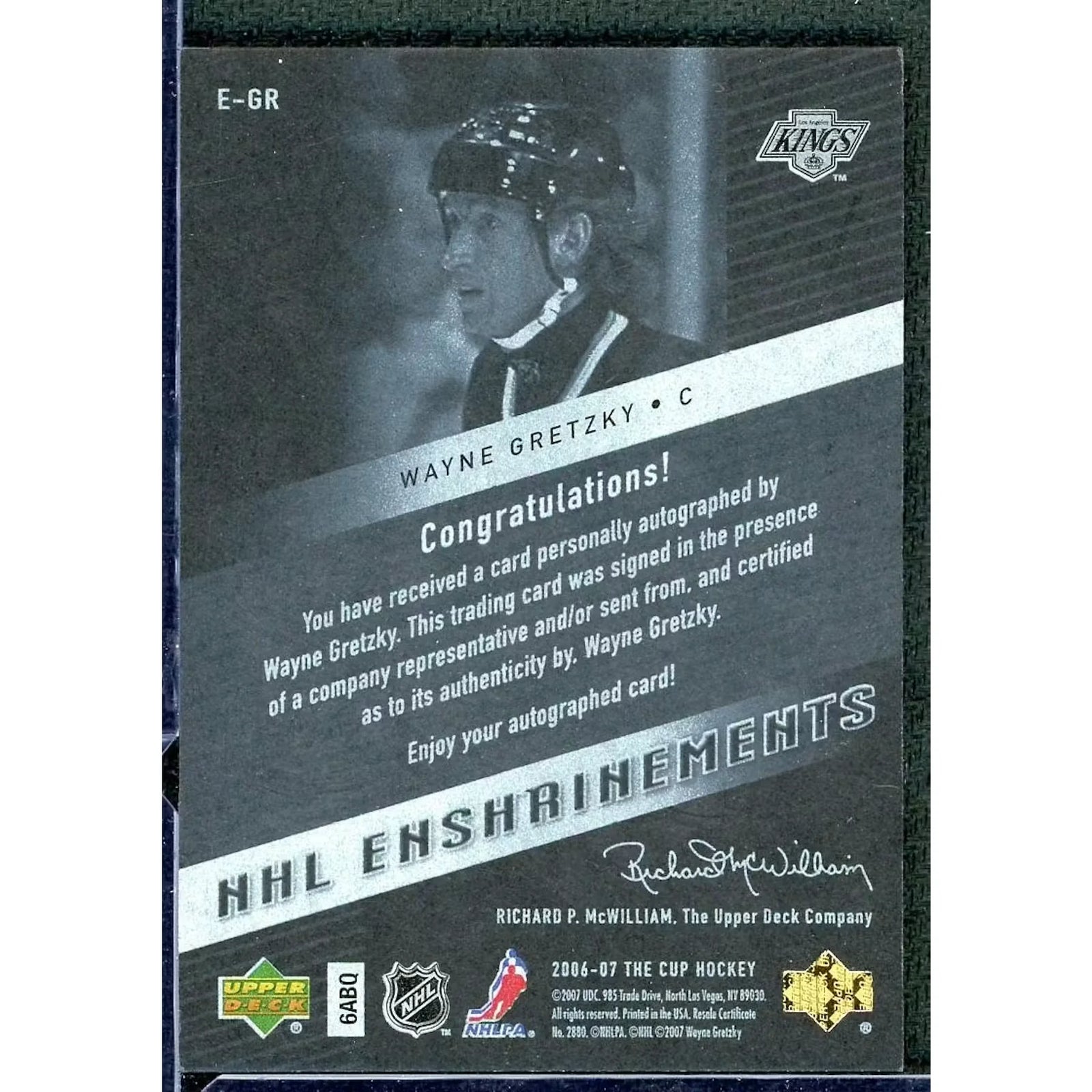 Wayne Gretzky Signed 2006-07 Upper Deck The Cup Card | NHL Enshrinements Auto/50