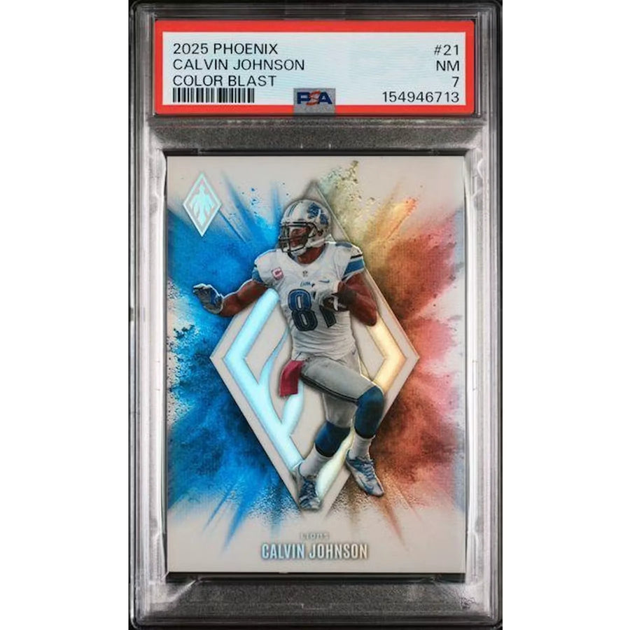 Calvin Johnson 2025 Panini Phoenix Color Blast #21 | PSA 7