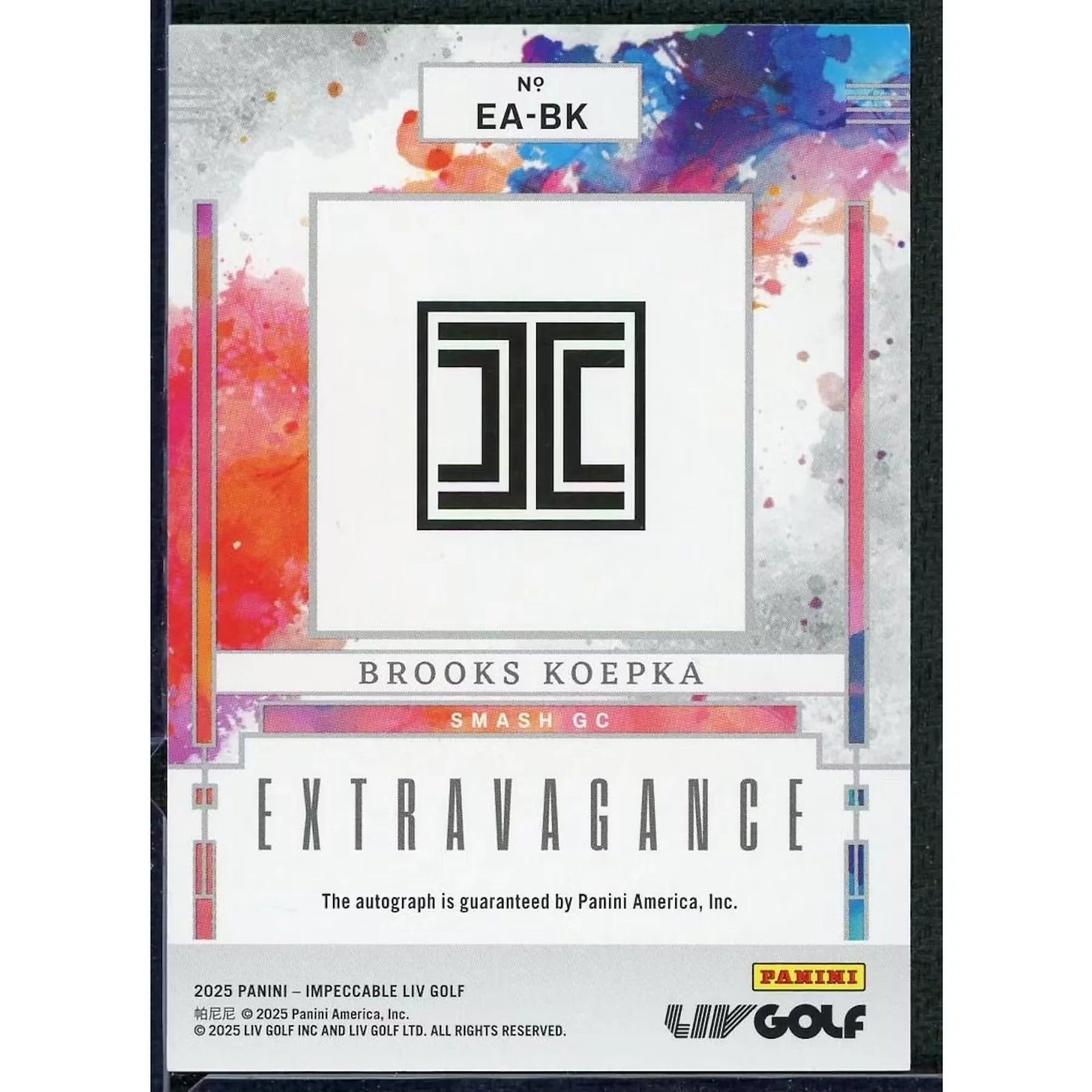 Brooks Koepka Signed 2025 Panini Impeccable Extravagance Card | Auto/10